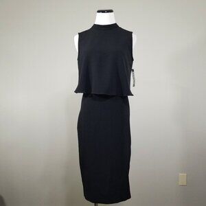 New NY&C 6 Black Tiered Shift Dress Sleeveless Cocktail Event Corpcore Career